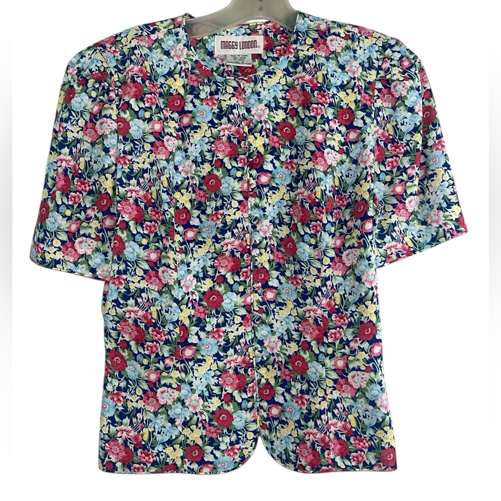Vintage Maggy London two piece floral skirt & blouse. Size 6 GUC to EUC. - Picture 4 of 13